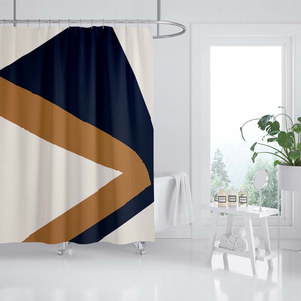 Feblilac Abstract Lines and color blocks Shower Curtain with Hooks, Bathroom Curtains with Ring, Unique Bathroom décor, Boho Shower Curtain, Customized Bathroom Curtains, Extra Long Shower Curtain