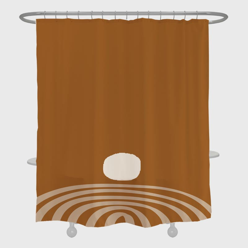 Feblilac Land and Sunrise Shower Curtain with Hooks, Bathroom Curtains with Ring, Unique Bathroom décor, Boho Shower Curtain, Customized Bathroom Curtains, Extra Long Shower Curtain