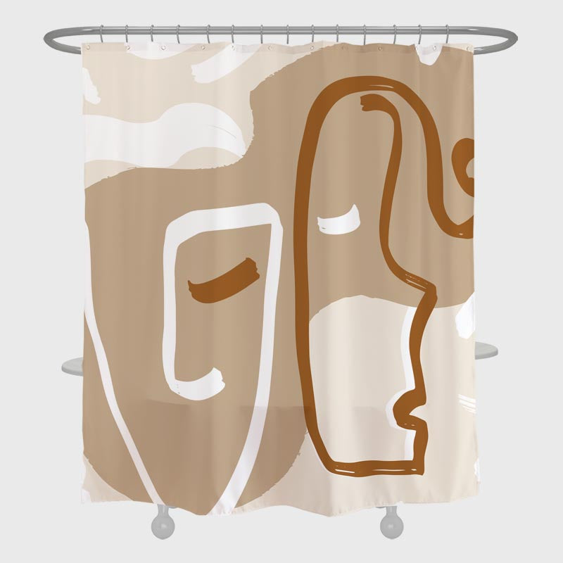 Feblilac Abstract Lines Shower Curtain with Hooks, Bathroom Curtains with Ring, Unique Bathroom décor, Boho Shower Curtain, Customized Bathroom Curtains, Extra Long Shower Curtain