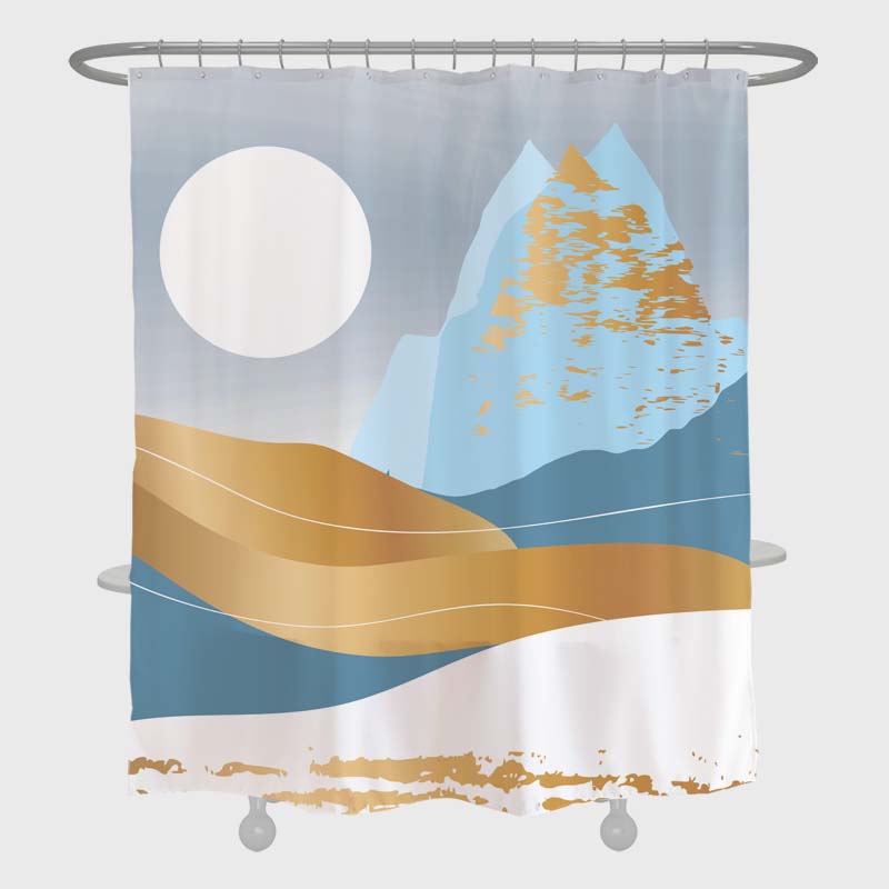 Feblilac Snow Mountain and Moon Shower Curtain with Hooks, Bathroom Curtains with Ring, Unique Bathroom décor, Boho Shower Curtain, Customized Bathroom Curtains, Extra Long Shower Curtain
