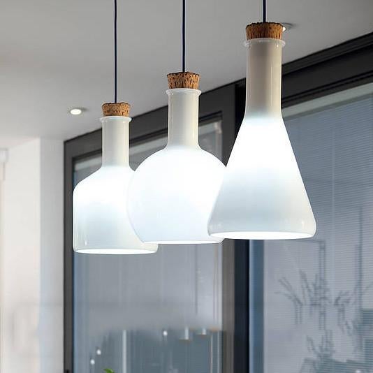 Lab White Glass Bottle Minimalist Pendant Light