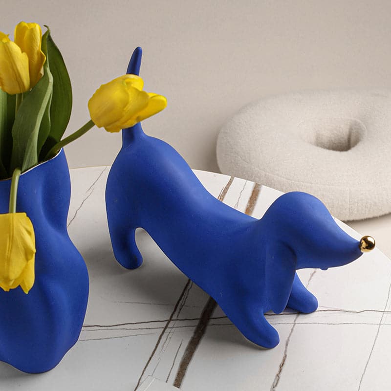 Blue Doberman Ceramic Sculpture