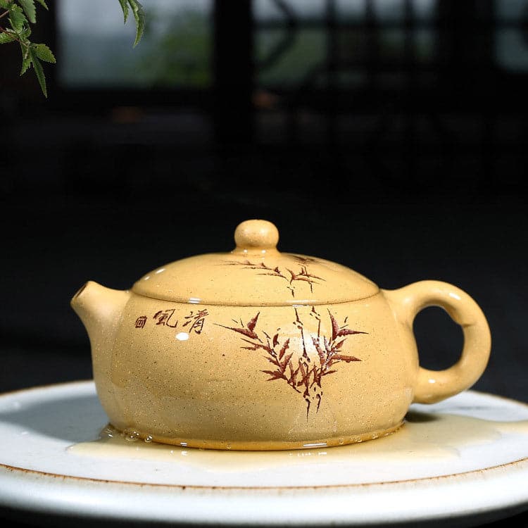 Bamboo Leaf Yixing Zisha Teapot Set