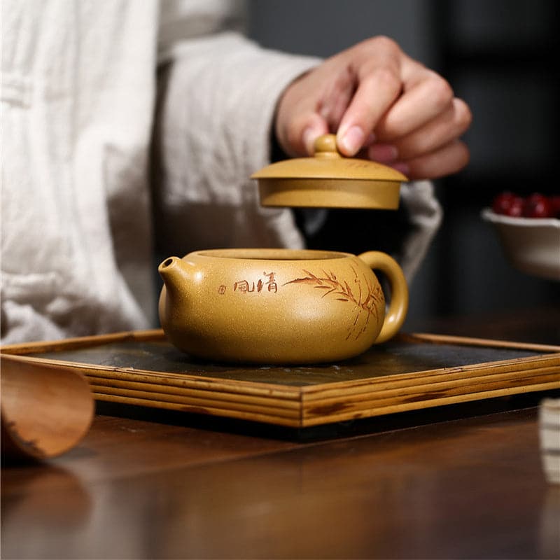 Bamboo Leaf Yixing Zisha Teapot Set