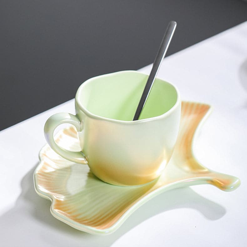 Gradient Coffee Mug with Ginkgo Saucer