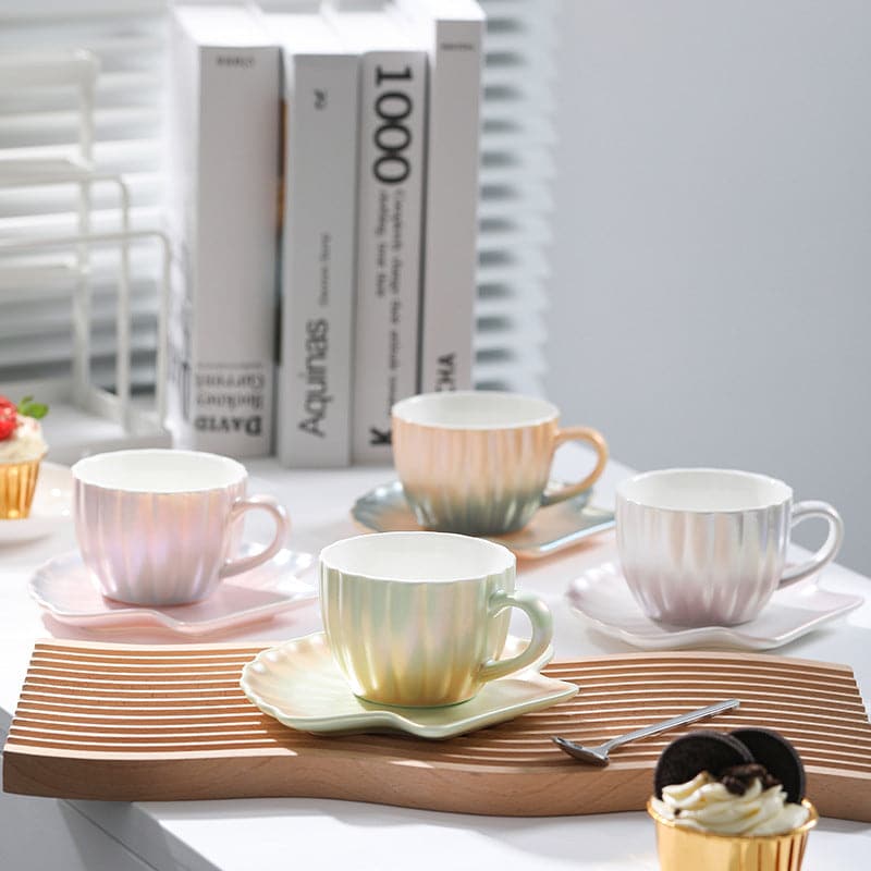 Gradient Ocean Coffee Mug with Shell Saucer