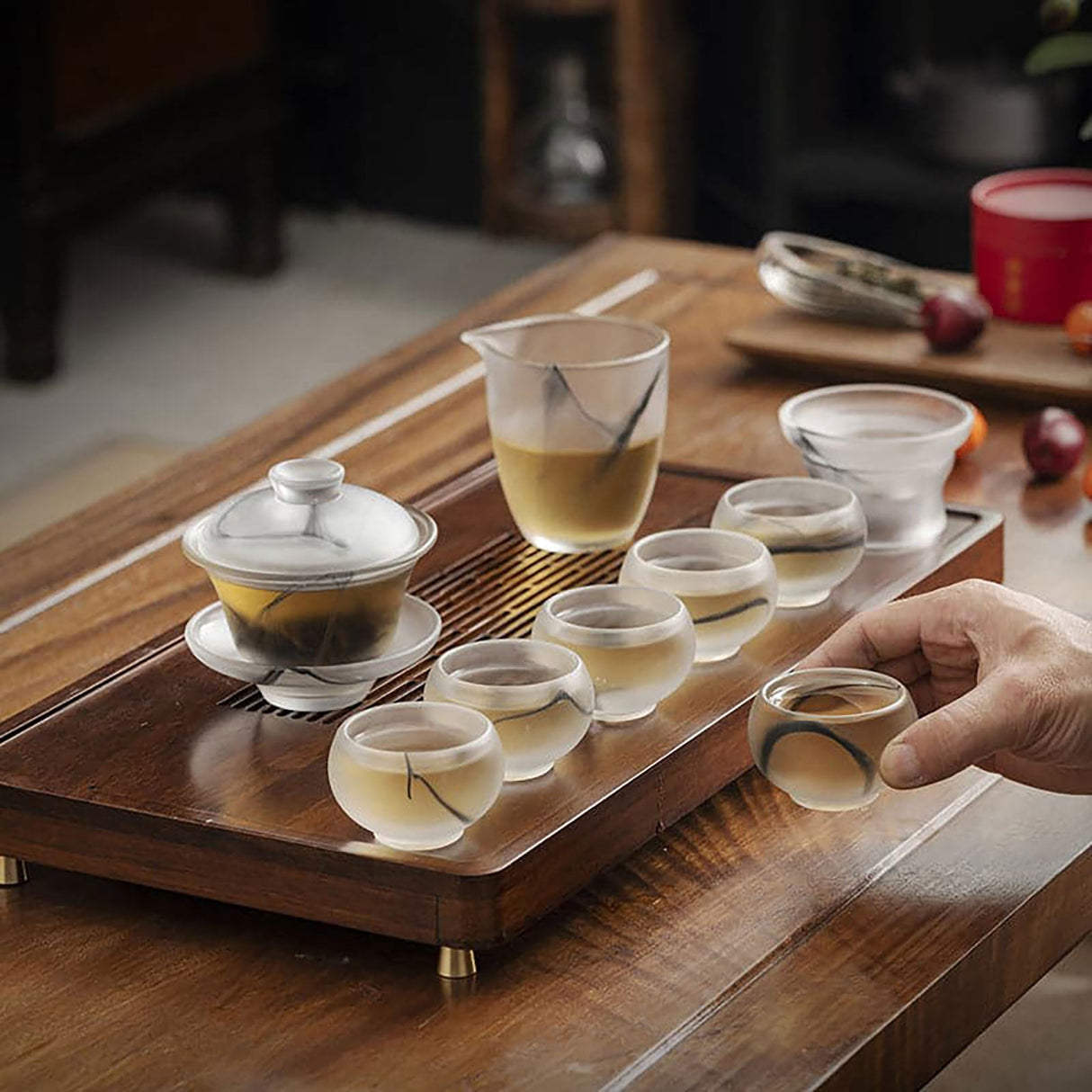 9 Pieces Transparent Frosted Kung Fu Tea Set