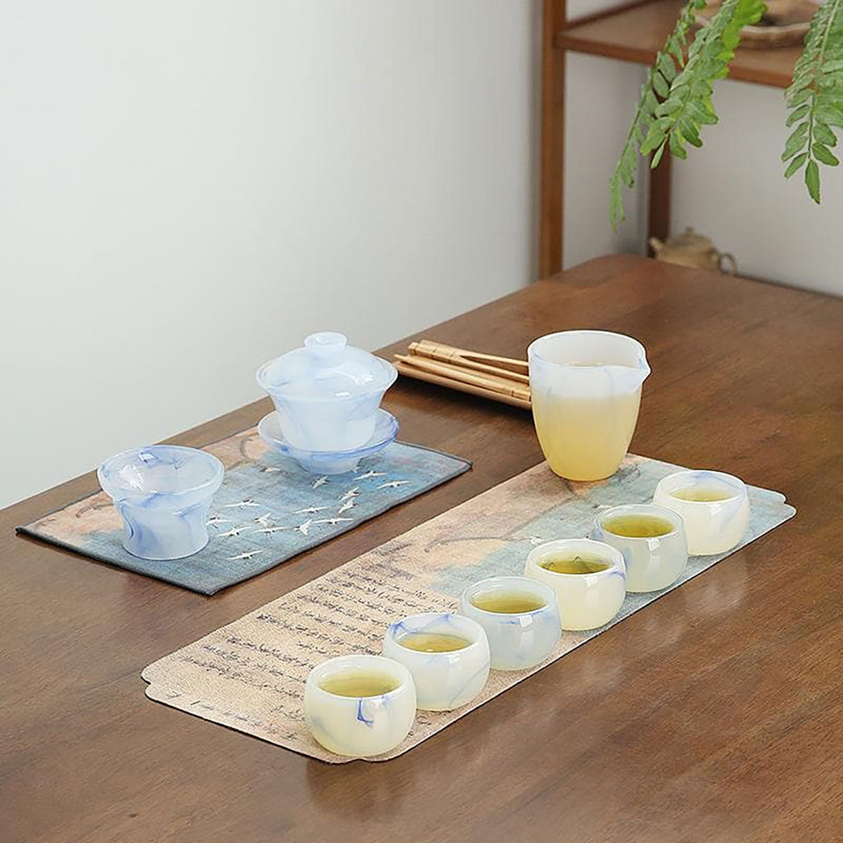 9 Pieces Blue Texture Kung Fu Tea Set