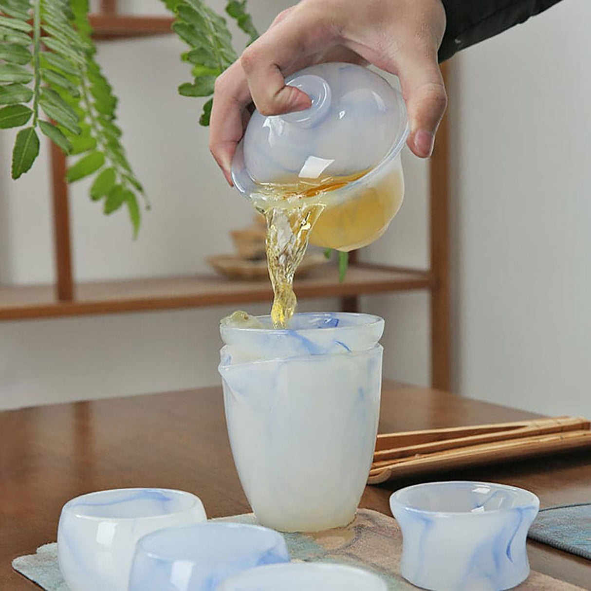 9 Pieces Blue Texture Kung Fu Tea Set