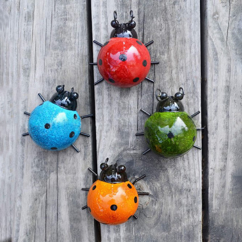 Metal Ladybugs Wall Art