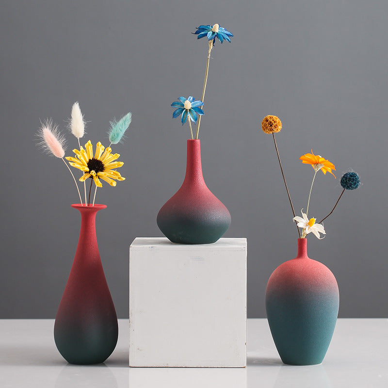 Red Green Gradient Flower Vase