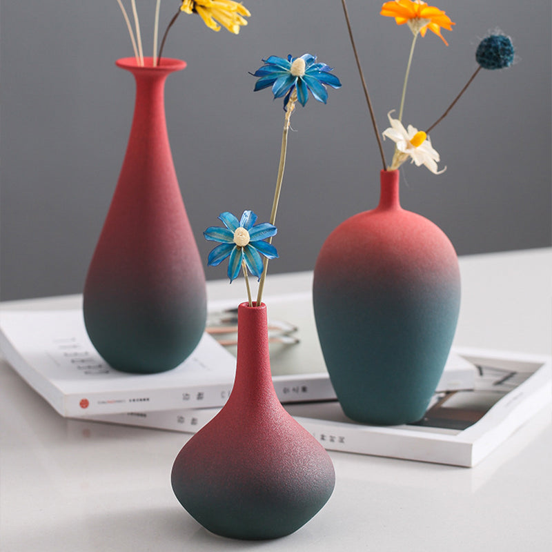 Red Green Gradient Flower Vase