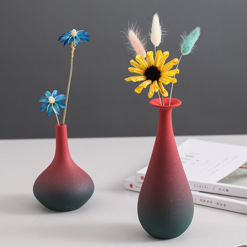 Red Green Gradient Flower Vase