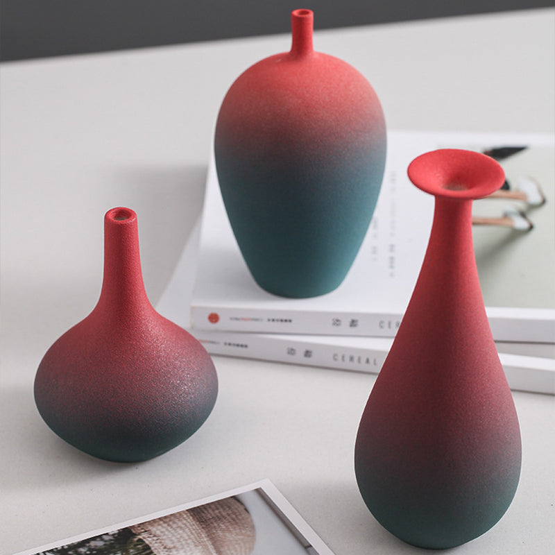 Red Green Gradient Flower Vase