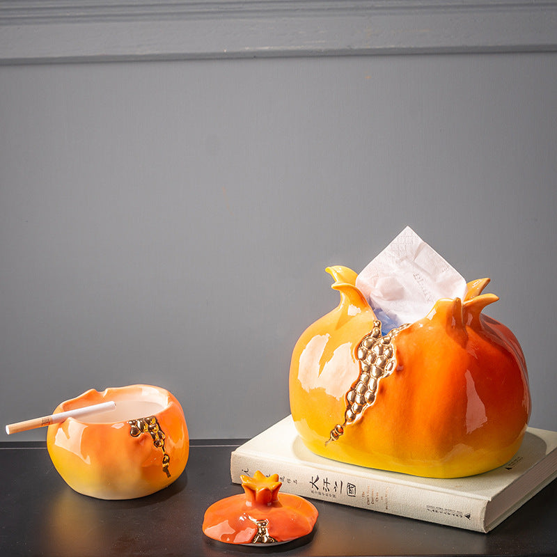 Orange Pomegranate Vases Tissue Box Ashtray