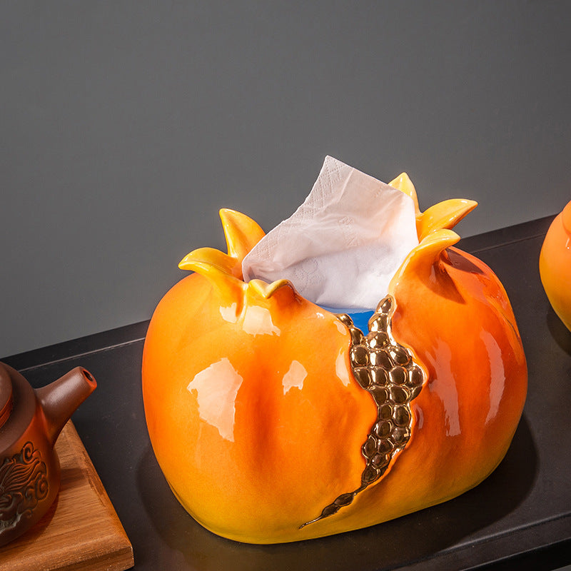 Orange Pomegranate Vases Tissue Box Ashtray