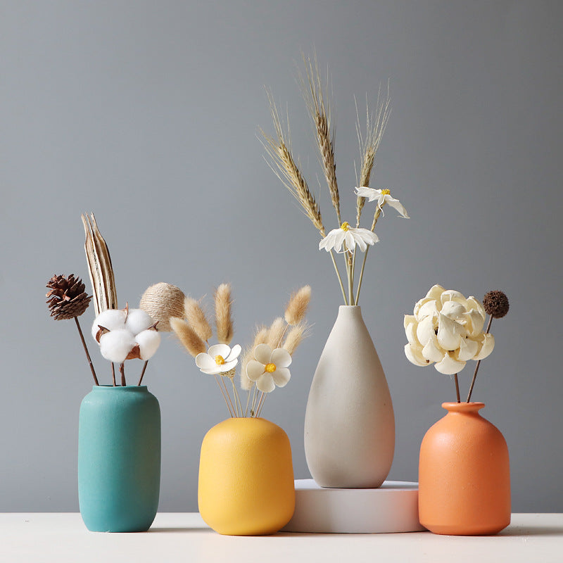 Modern Pure Color Vases with Flower