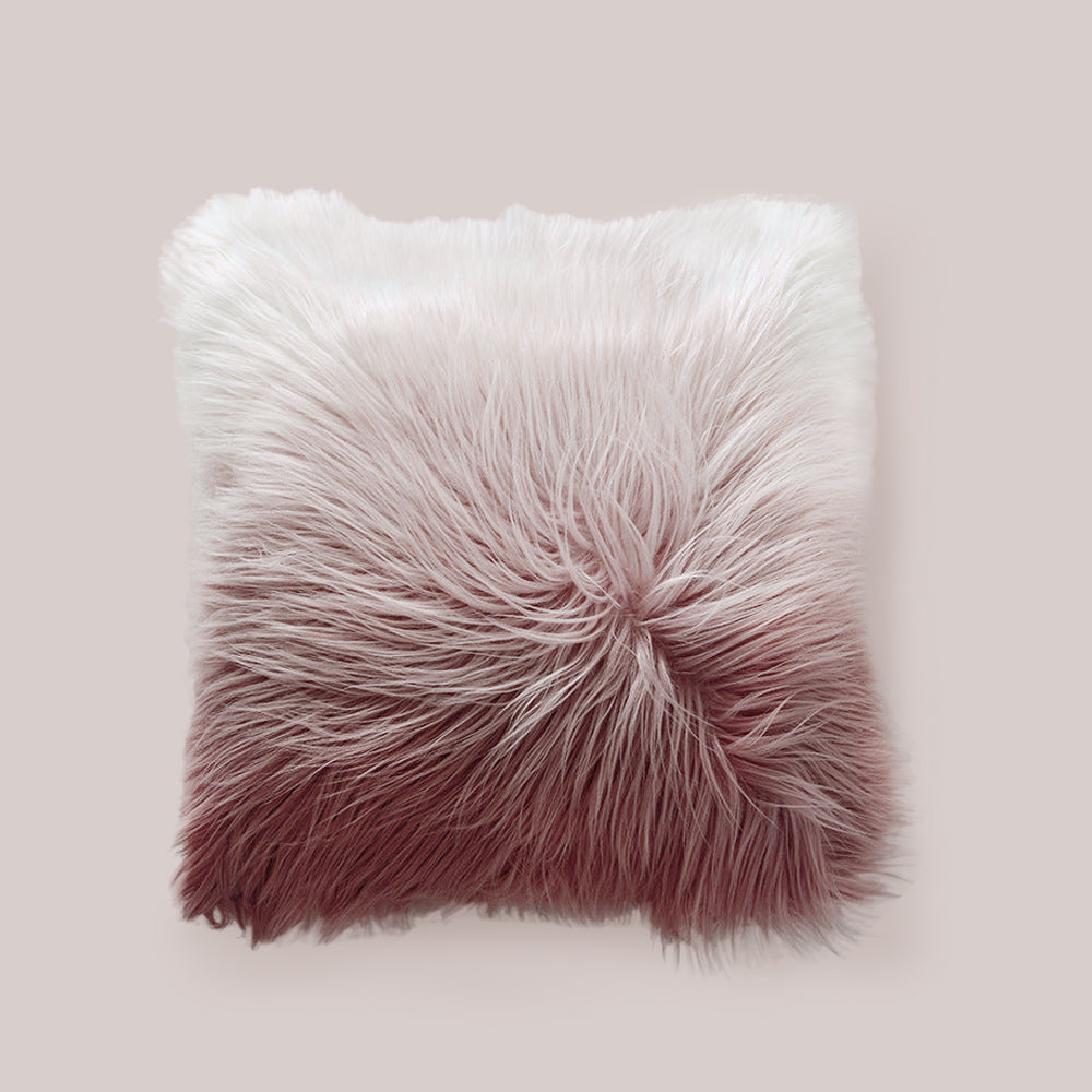 Gradient Pink Plush Pillow Covers