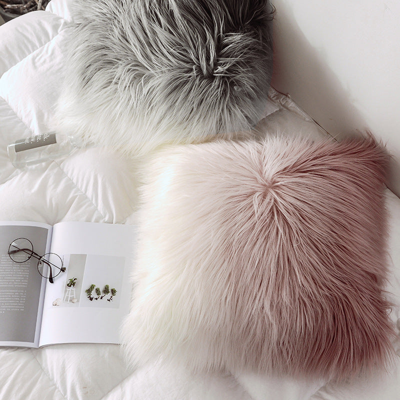 Gradient Pink Plush Pillow Covers