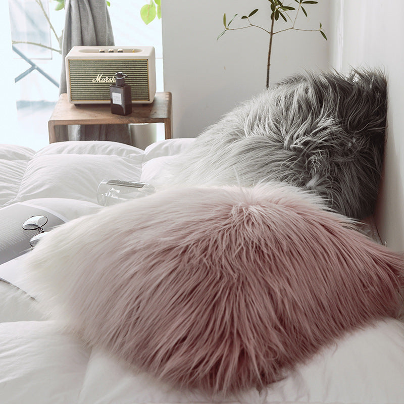 Gradient Pink Plush Pillow Covers