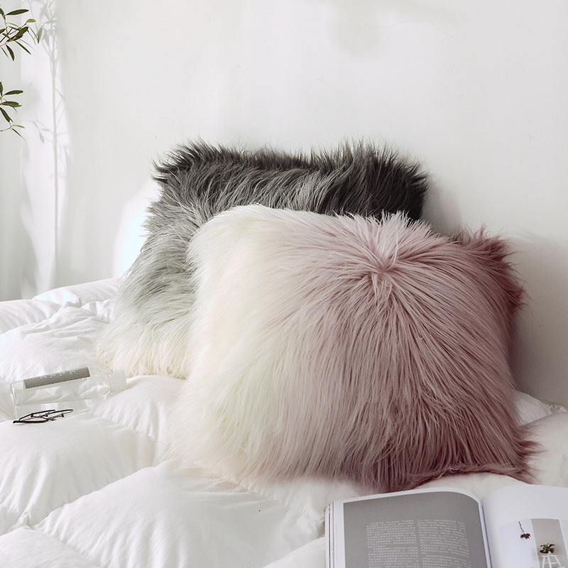 Gradient Pink Plush Pillow Covers