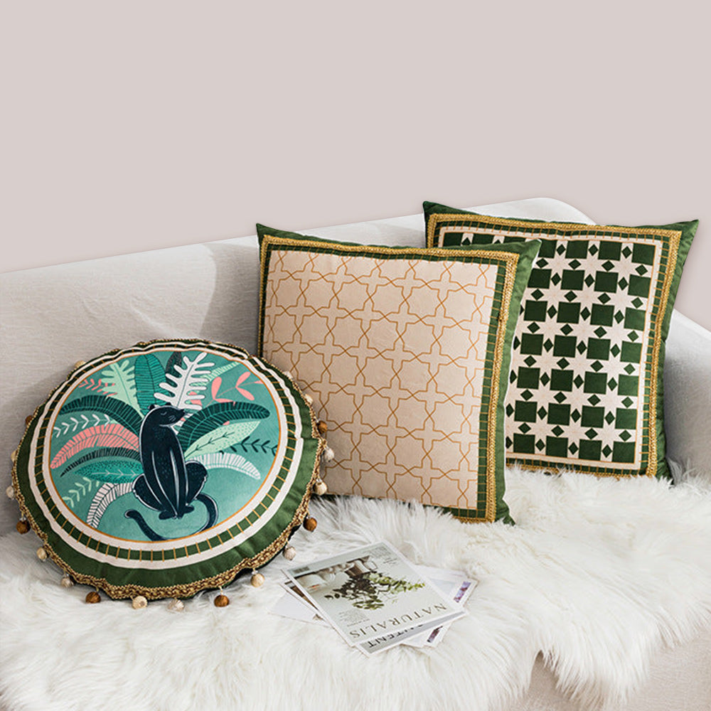 Cheetah Embroidered Throw Pillow Covers