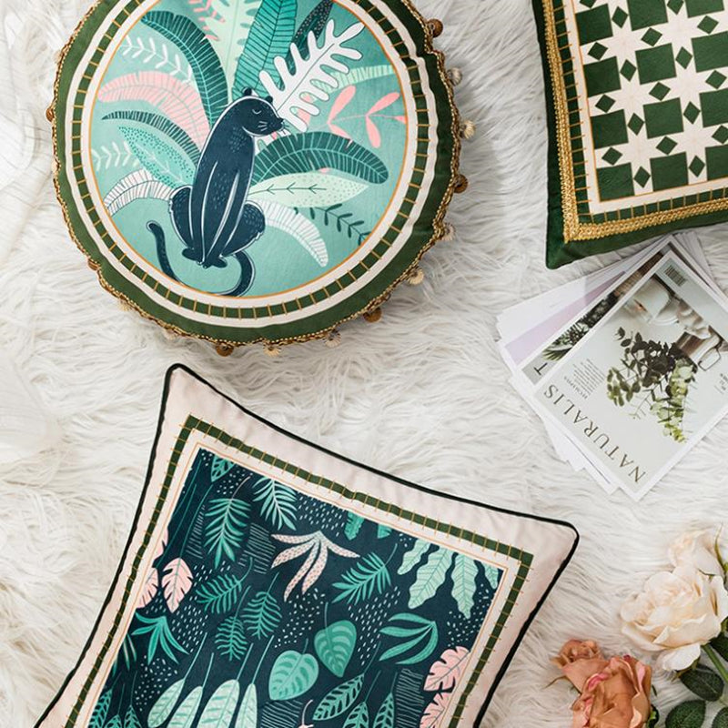 Cheetah Embroidered Throw Pillow Covers