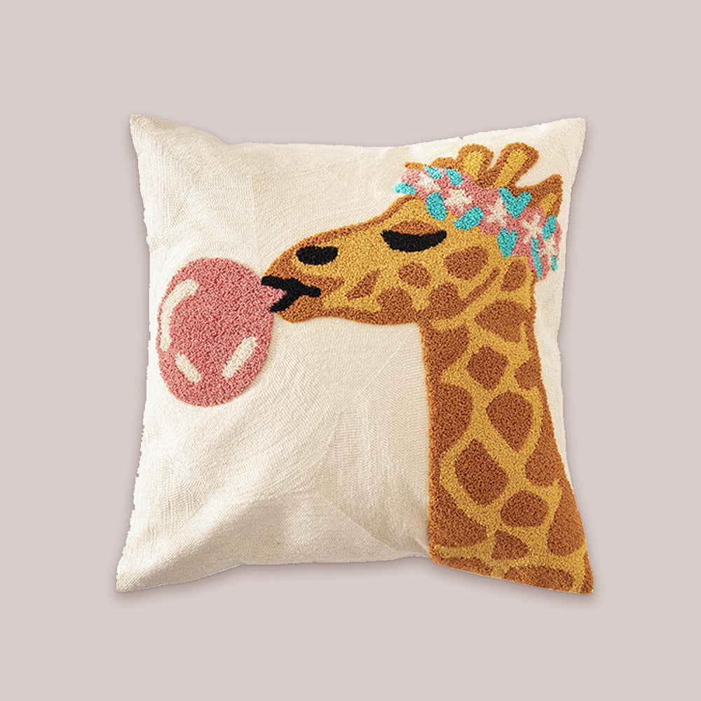 Giraffe Embroidered Throw Pillow Covers