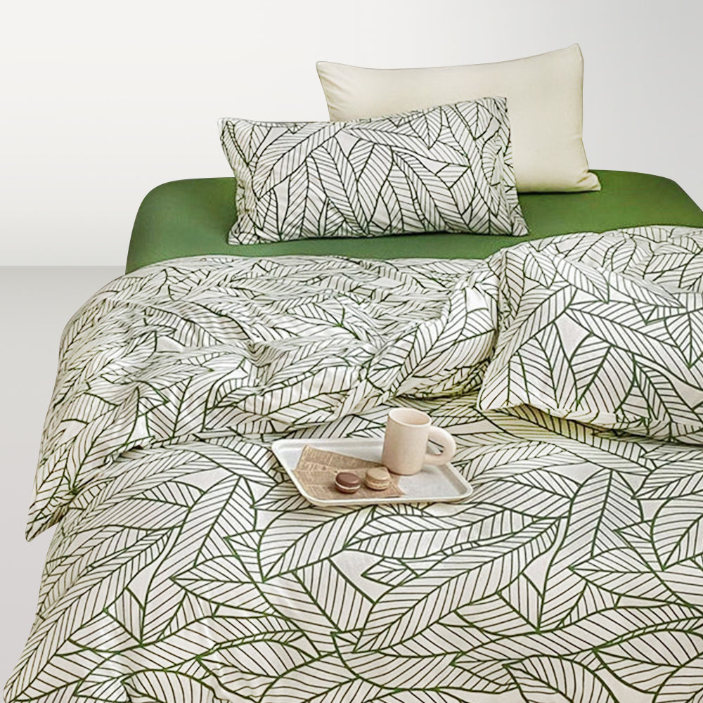 Leaf Textured Cotton Bedding Set