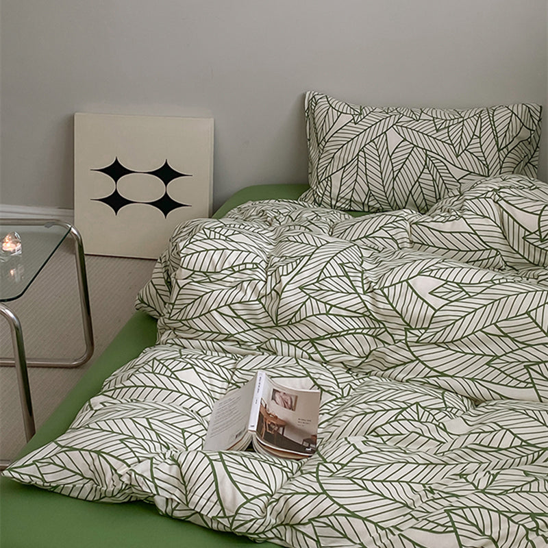 Leaf Textured Cotton Bedding Set