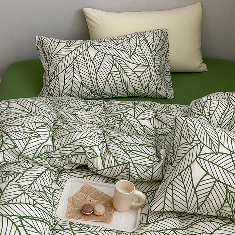 Leaf Textured Cotton Bedding Set