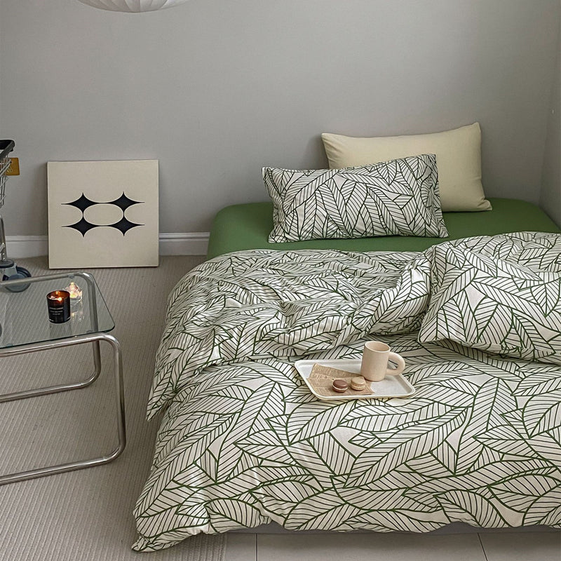Leaf Textured Cotton Bedding Set
