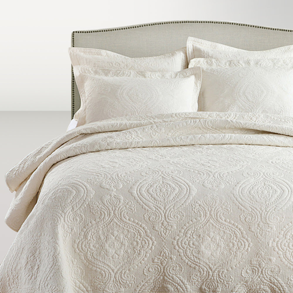 Beige Jacquard Embroider Bedding Set