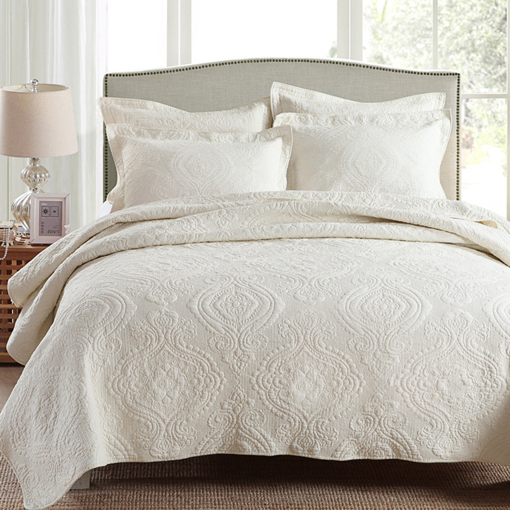Beige Jacquard Embroider Bedding Set