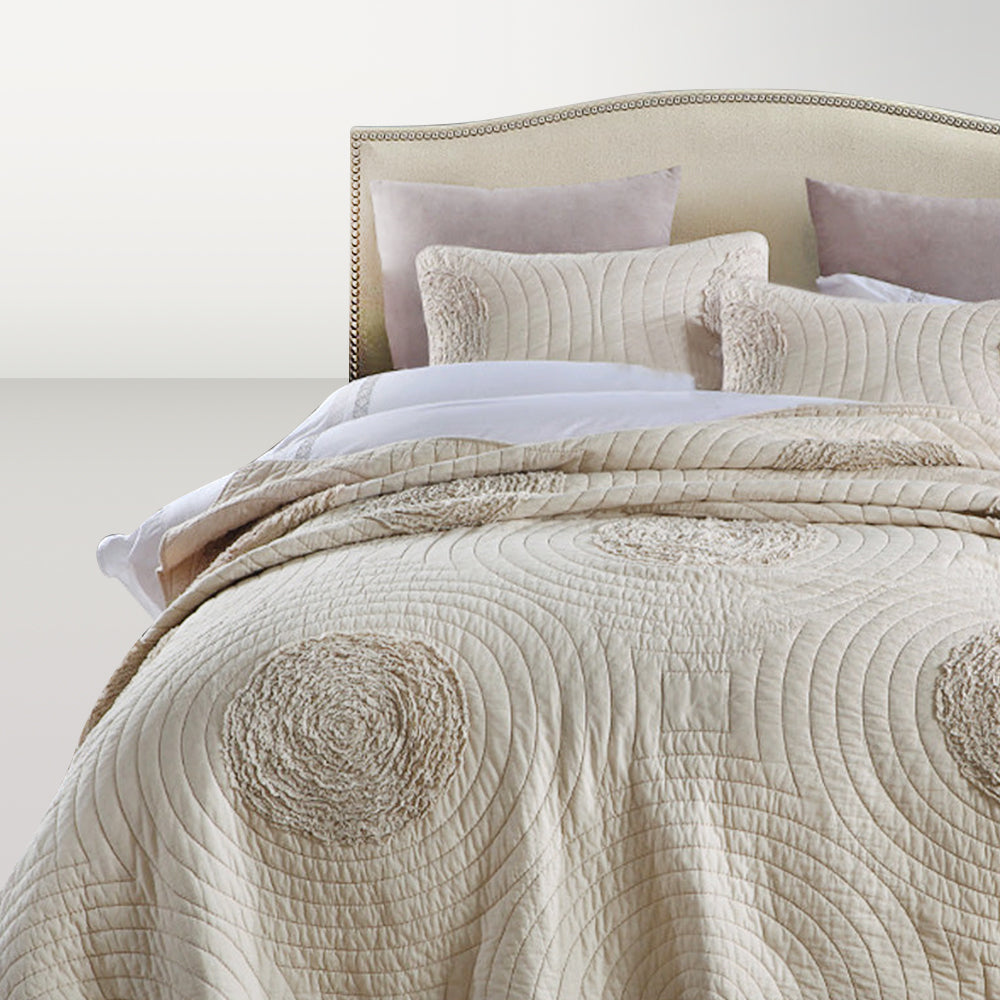 Beige Jacquard Embroider Bedding Set