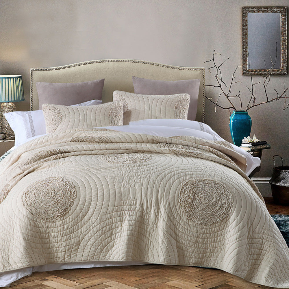 Beige Jacquard Embroider Bedding Set