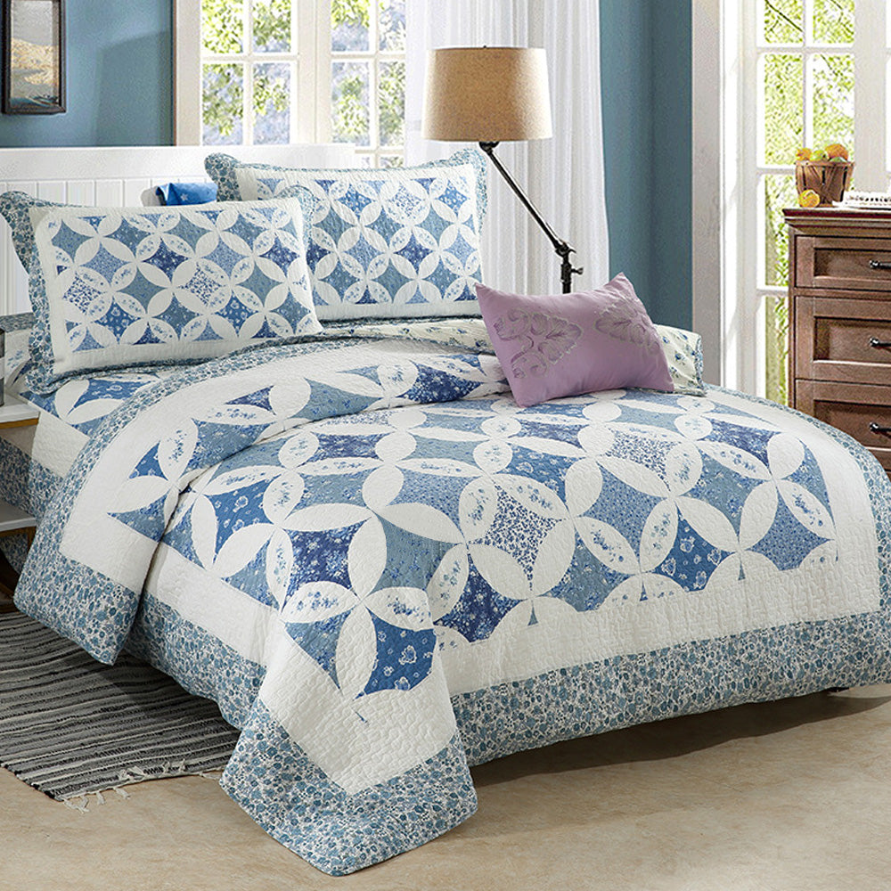 Blue Ethnic Patchwork Bedding Set