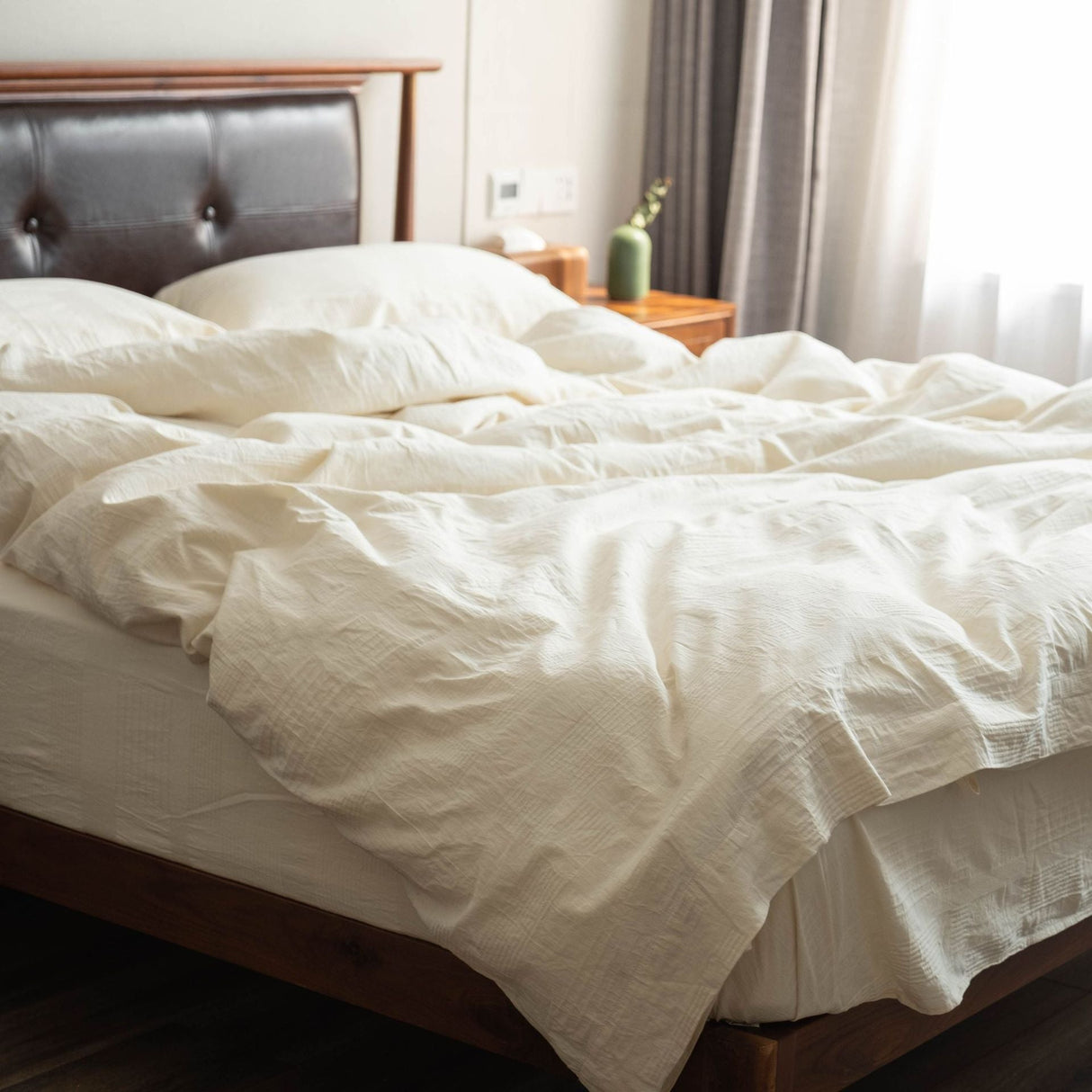 Pure Beige Stripe Bedding Set