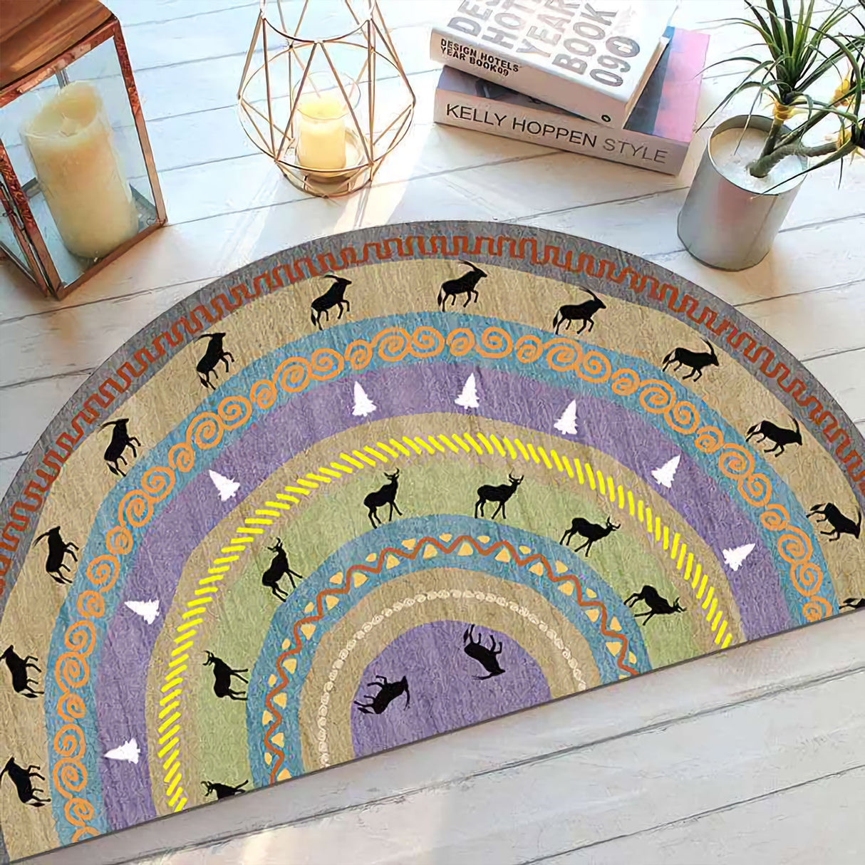 Ethnic Style Semi Circular Rug