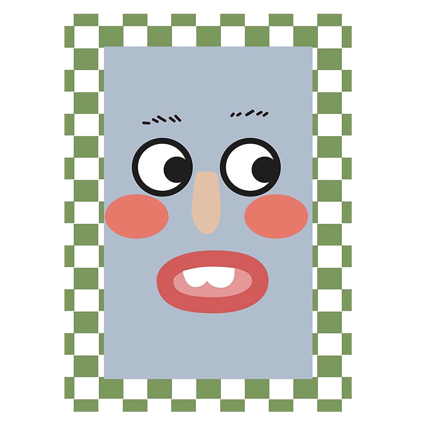 Large Smiley Face Checkered Rug