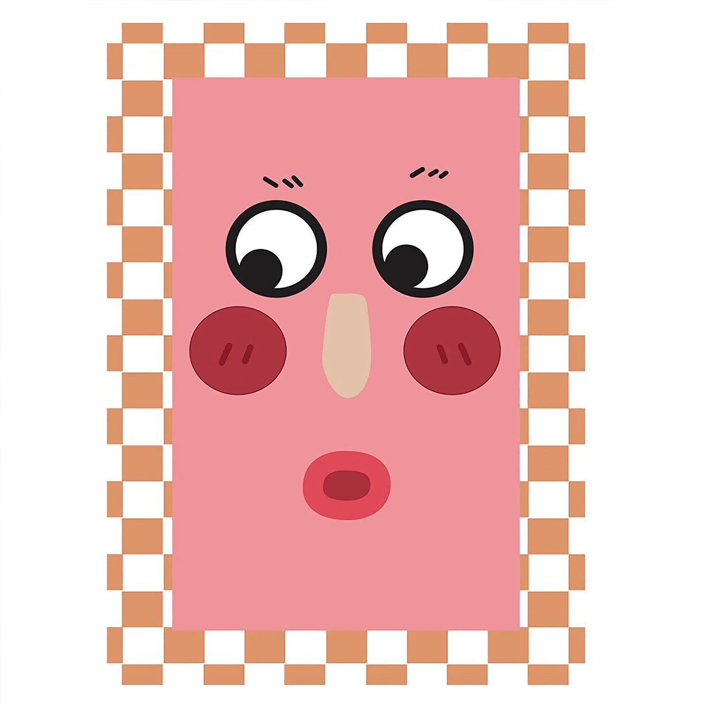 Large Smiley Face Checkered Rug