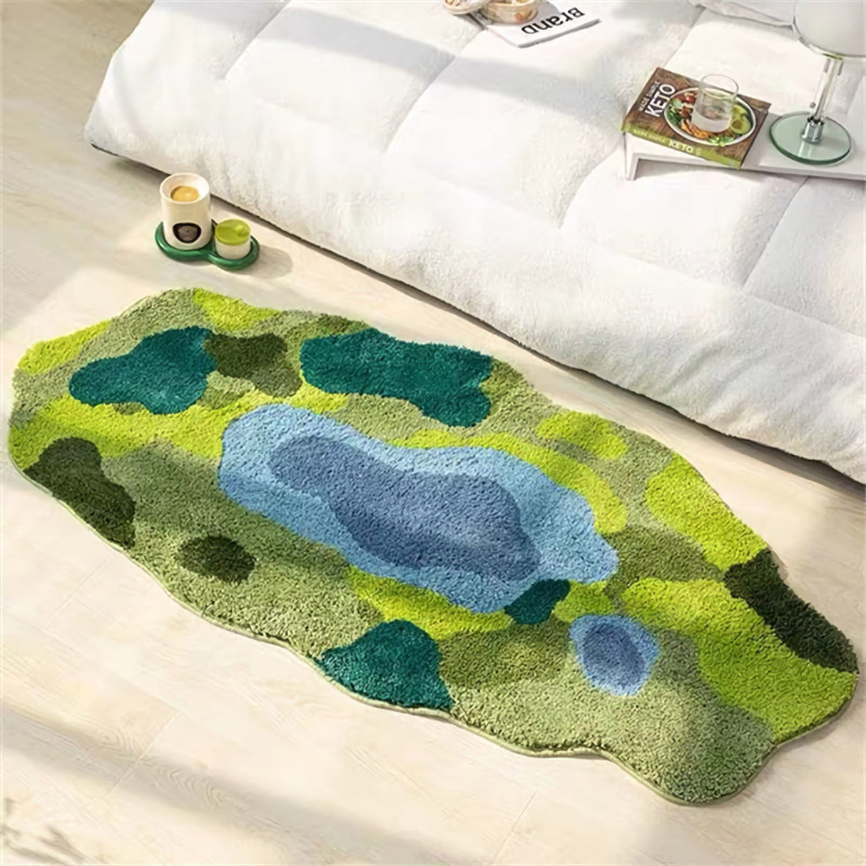 Green Moss Soft Fluffy Rug