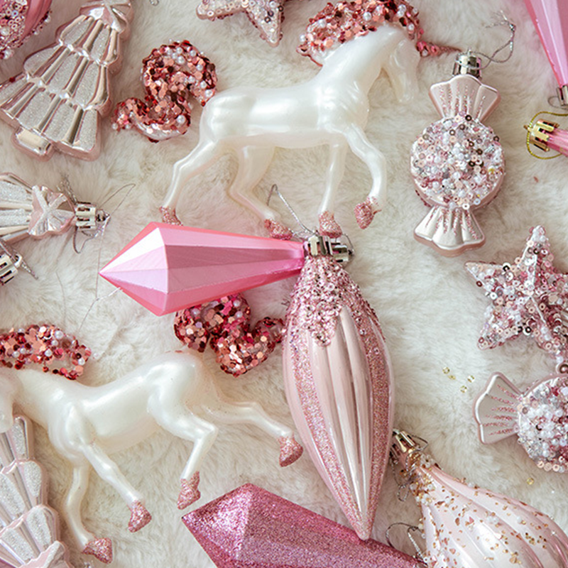 Pink And Rose Gold Christmas Ornaments