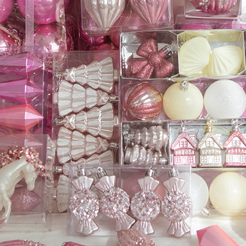 Pink And Rose Gold Christmas Ornaments