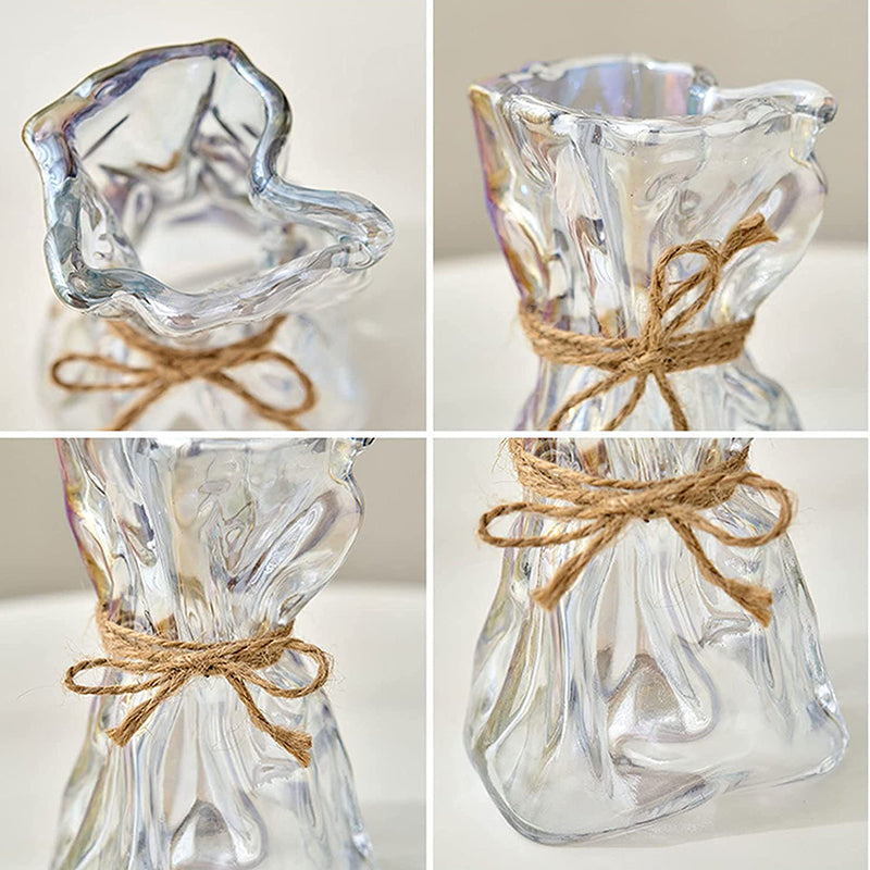 Twisted Paper Bag Glass Vase Set (2 PCS)