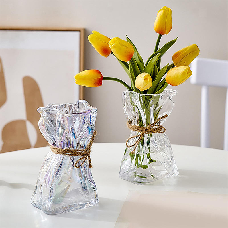 Twisted Paper Bag Glass Vase Set (2 PCS)