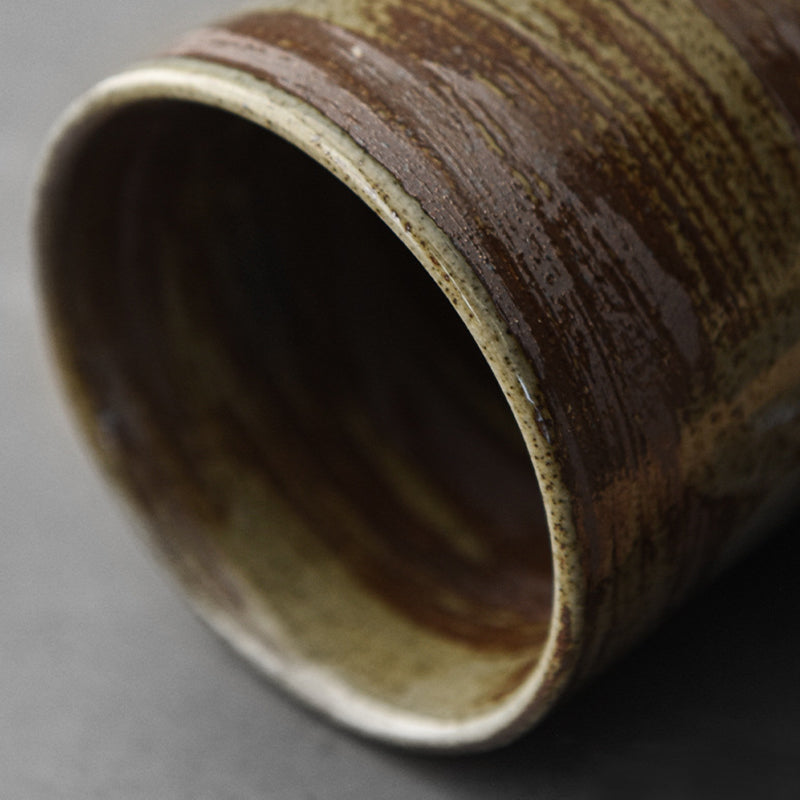 Large Retro Wooden Handle Ceramic Tea Mug