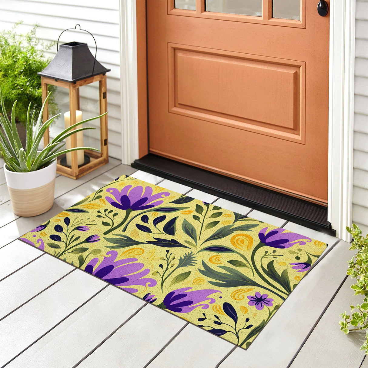 Feblilac Purple flowers PVC Coil Door Mat