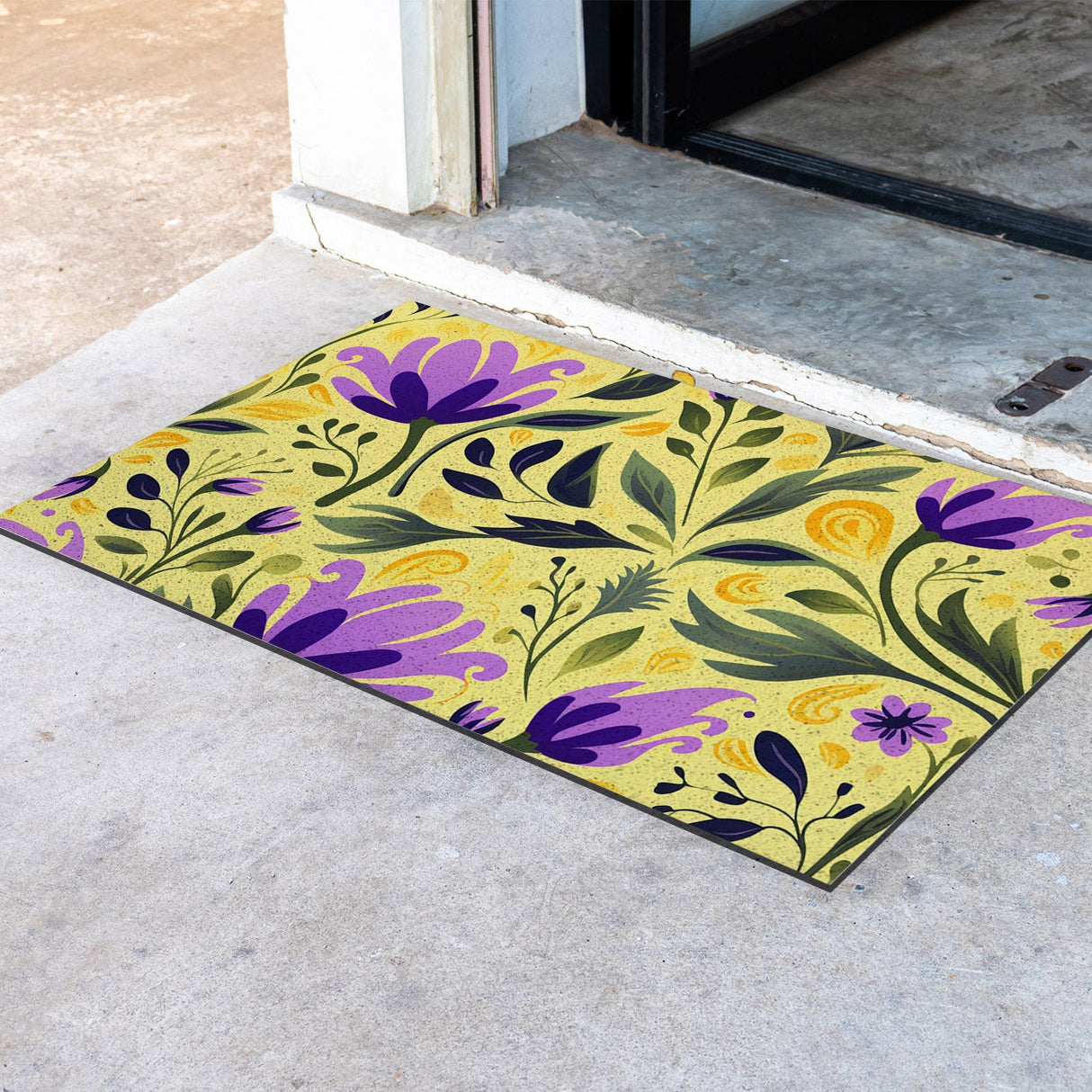 Feblilac Purple flowers PVC Coil Door Mat