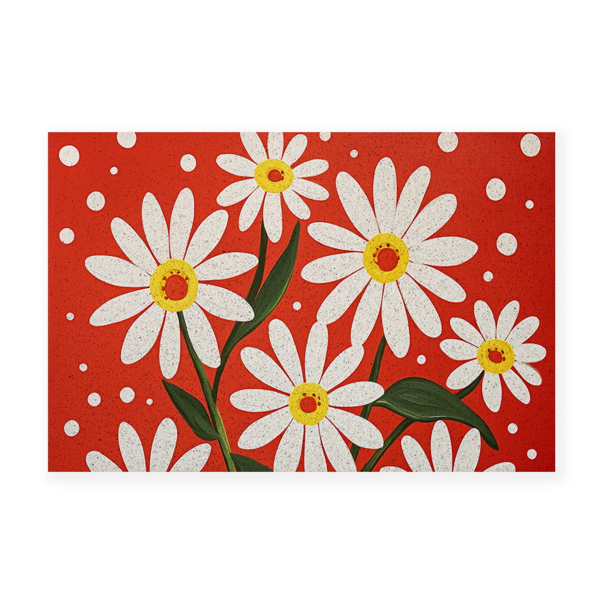 Feblilac Red White Daisy PVC Coil Door Mat